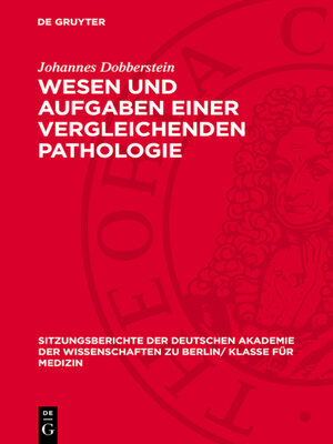 cover image of Wesen und Aufgaben einer vergleichenden Pathologie